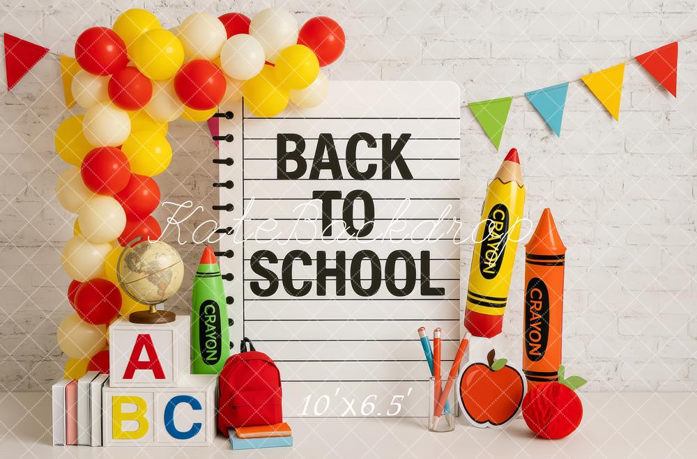 Kate Back To School Crayon Notebook Backdrop Designed by Patty Robert