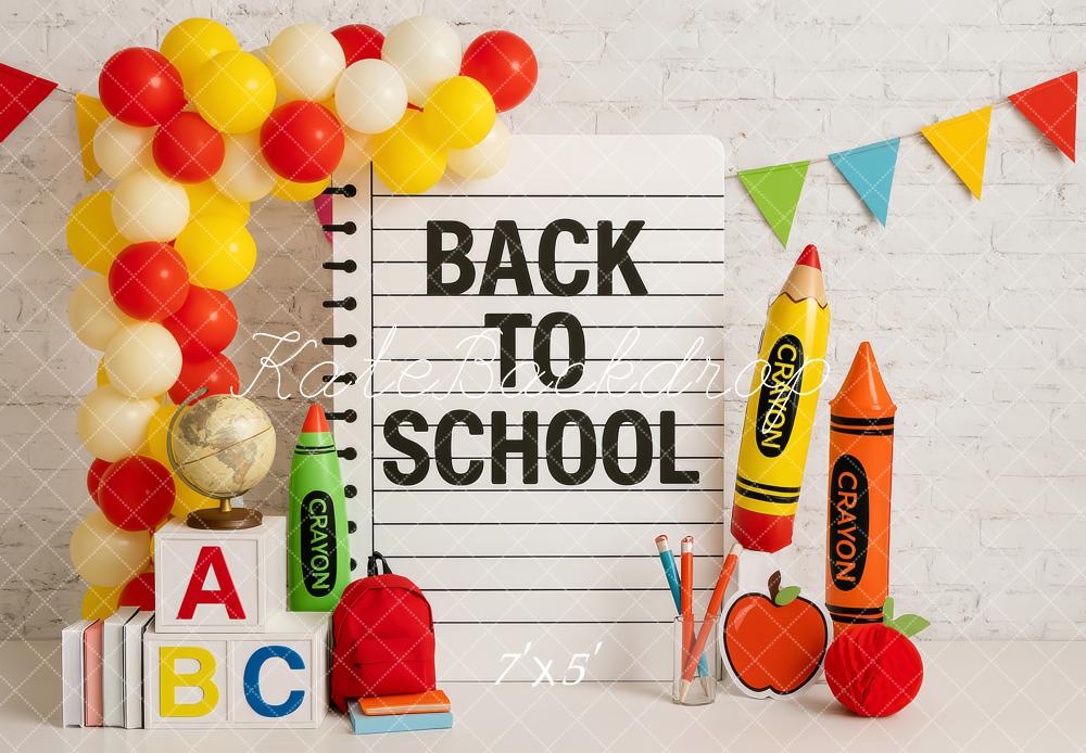 Kate Back To School Crayon Notebook Backdrop Designed by Patty Robert