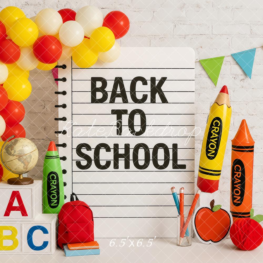 Kate Back To School Crayon Notebook Backdrop Designed by Patty Robert