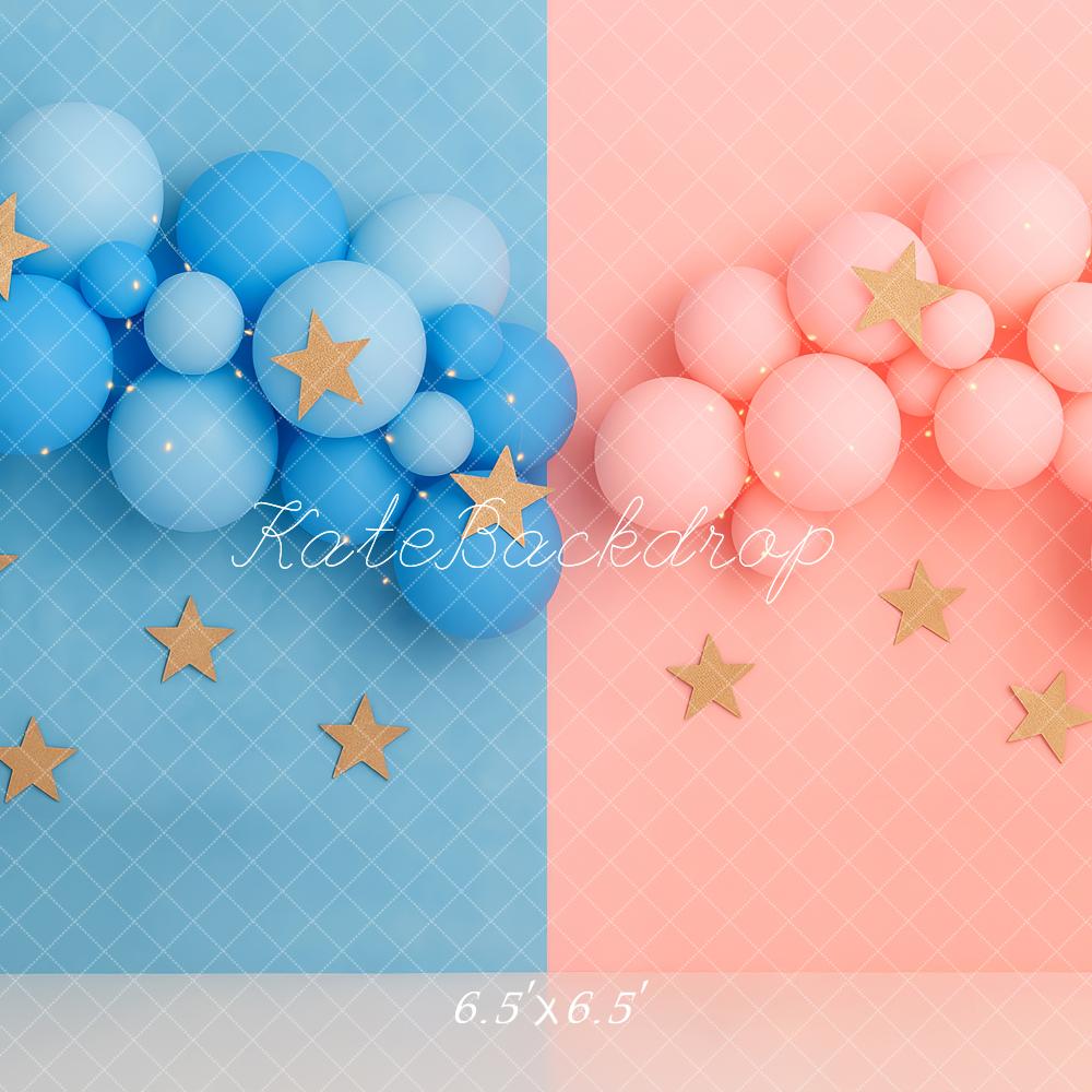 Kate Gender Reveal Blue Pink Balloon Stars Backdrop Designed by Patty Robert