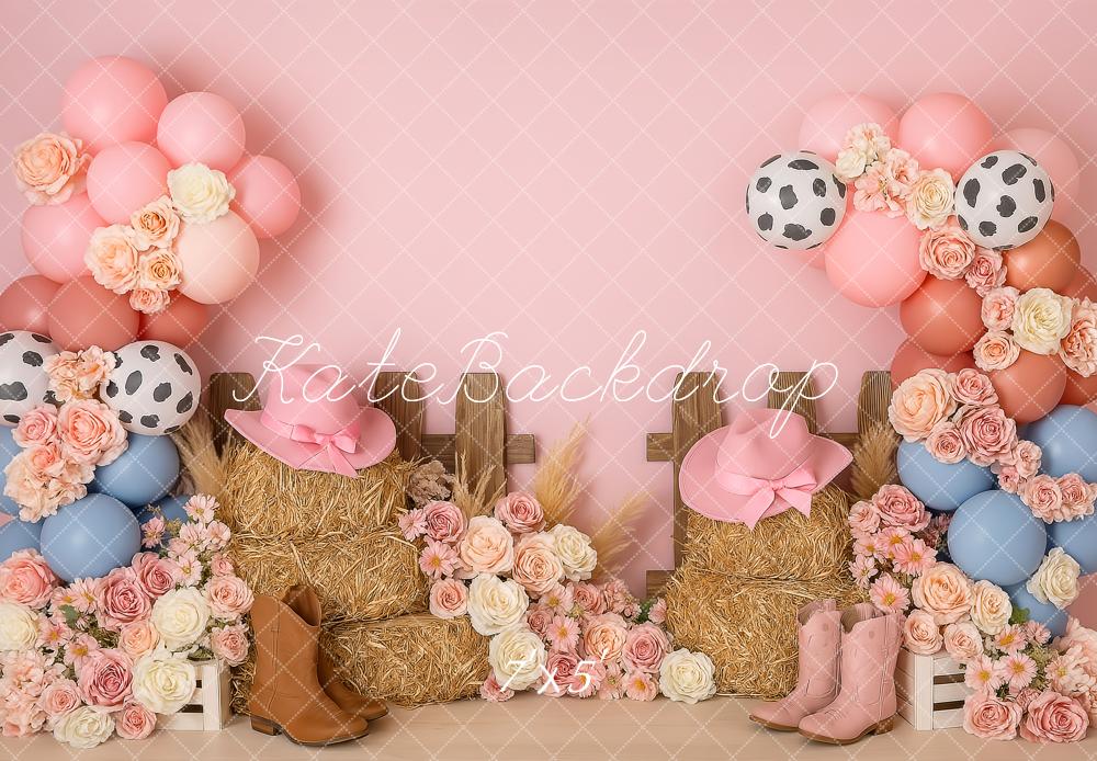 Kate Birthday Western Cowgirl Pink Backdrop Designed by Patty Robert