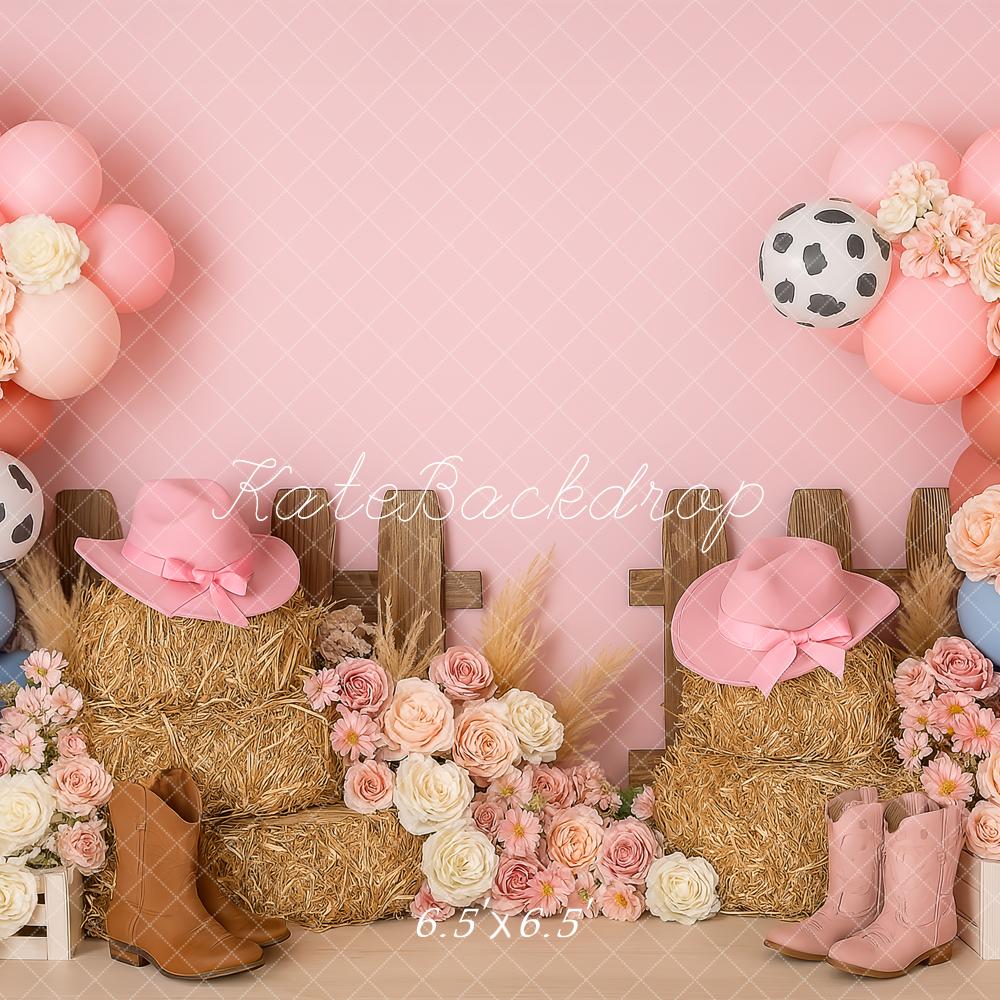 Kate Birthday Western Cowgirl Pink Backdrop Designed by Patty Robert