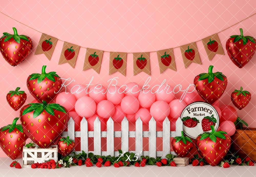 Kate Cake Smash Strawberry Farmers Market Backdrop Designed by Patty Robert
