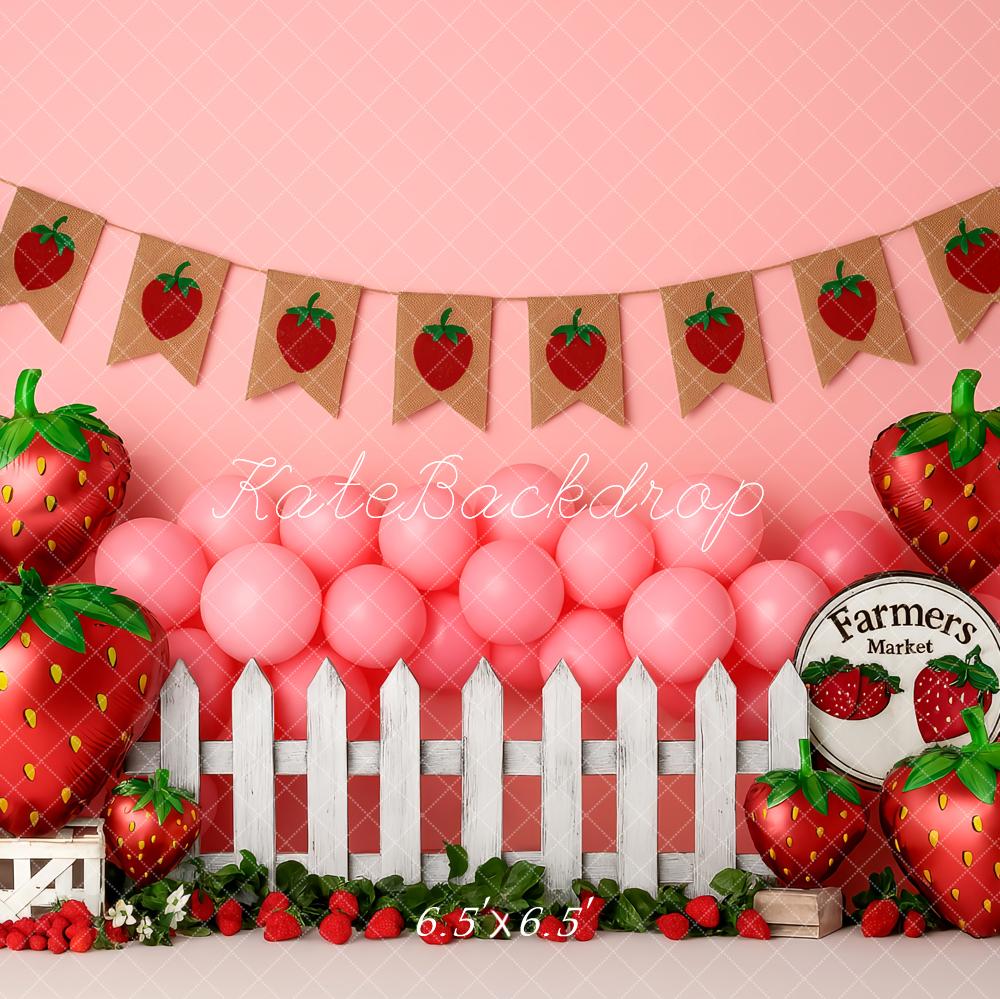 Kate Cake Smash Strawberry Farmers Market Backdrop Designed by Patty Robert