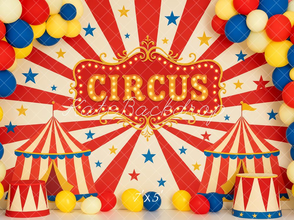 Kate Cake Smash Circus Tent Balloons Backdrop Designed by Patty Robert -UK