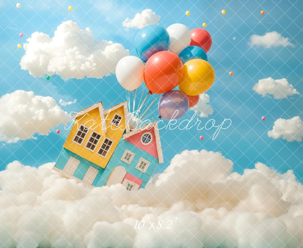 Kate Travel Fantasy Flying House Balloon Backdrop Designed by Chain Photography -UK