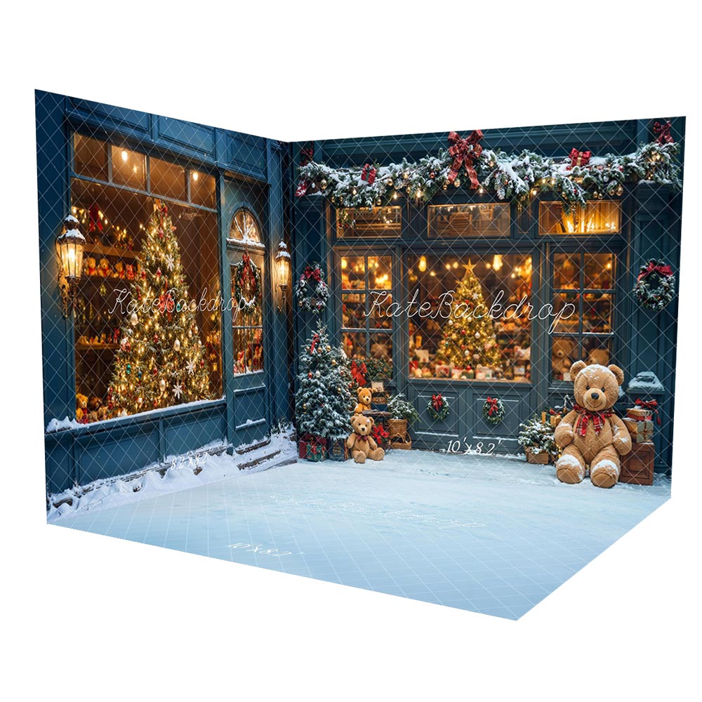 Kate Christmas Tree Shop Teddy Bear Window Room Set -UK