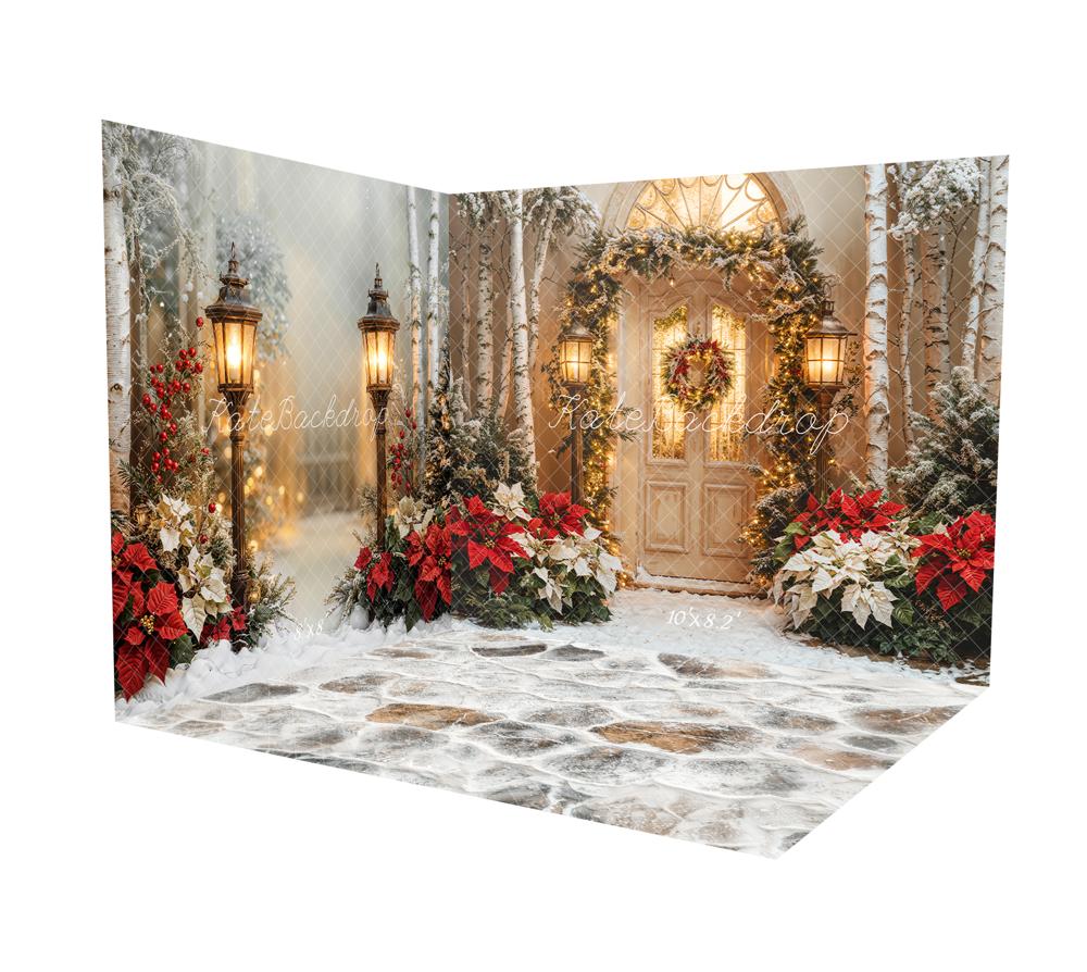 Kate Christmas Door Garland Poinsettia Tree Room Set