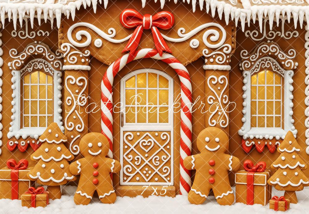 Kate Christmas Gingerbread House Bow Backdrop Designed by Patty Robert