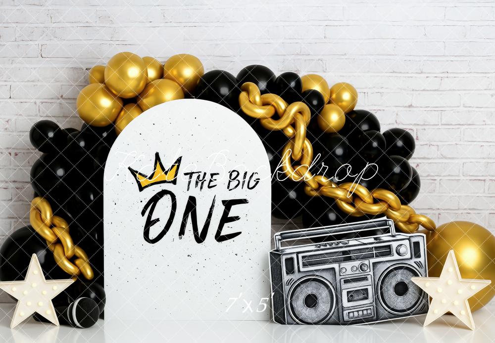 Kate 1st Birthday Retro Hip-Hop Gold Black Backdrop Designed by Patty Robert -UK