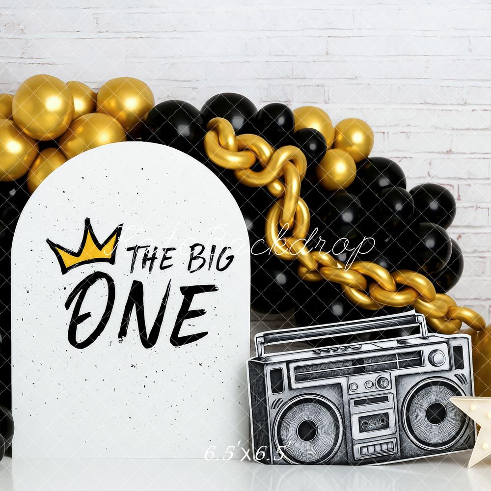 Kate 1st Birthday Retro Hip-Hop Gold Black Backdrop Designed by Patty Robert -UK
