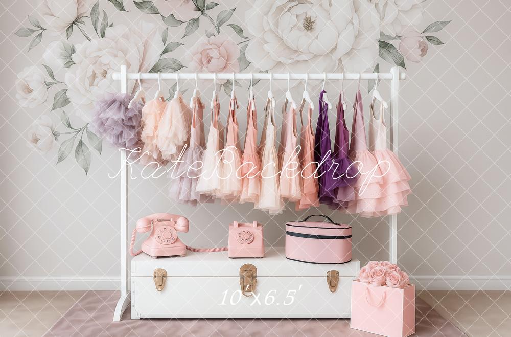Lightning Deals Kate Birthday Floral Pastel Dress Rack Backdrop Designed by Patty Robert -UK