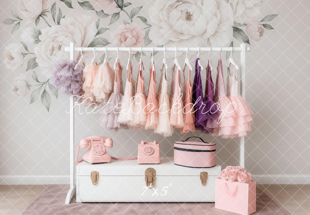 Lightning Deals Kate Birthday Floral Pastel Dress Rack Backdrop Designed by Patty Robert -UK