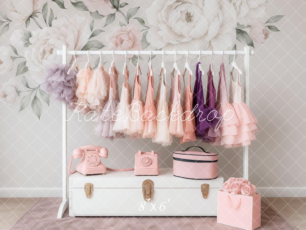 Lightning Deals Kate Birthday Floral Pastel Dress Rack Backdrop Designed by Patty Robert -UK