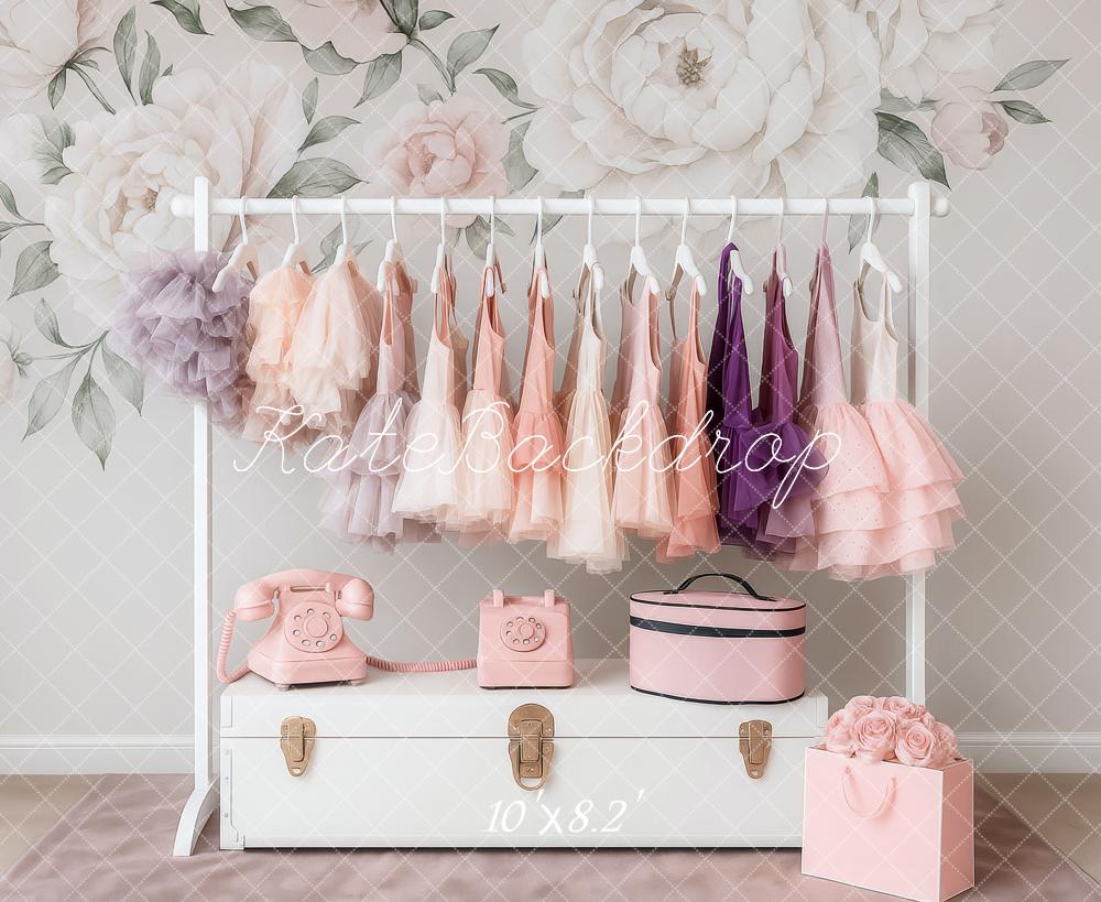 Lightning Deals Kate Birthday Floral Pastel Dress Rack Backdrop Designed by Patty Robert -UK