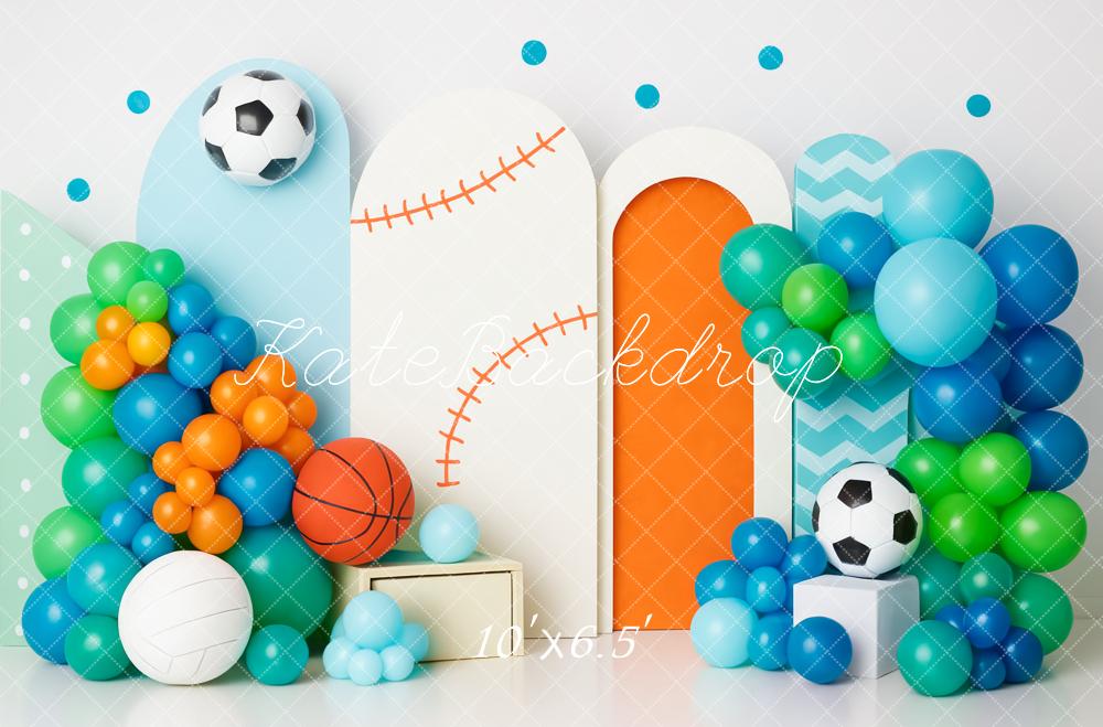 Kate Cake Smash Sports Balloon Arch Backdrop Designed by Patty Robert