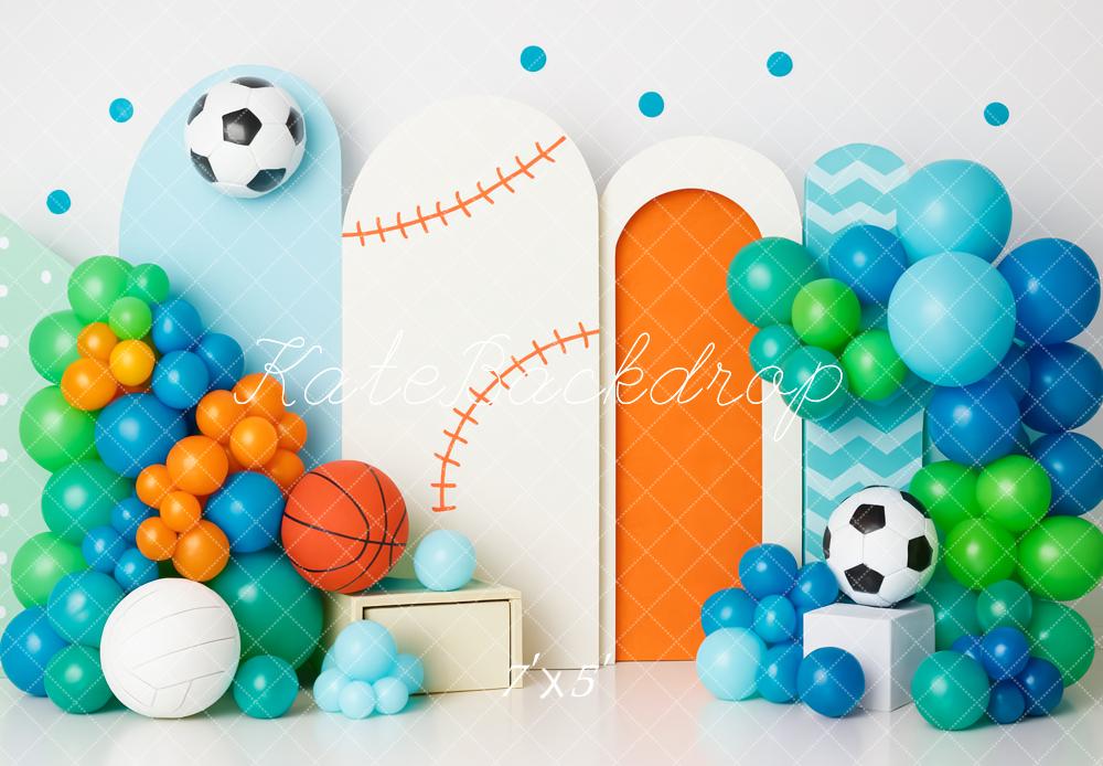 Kate Cake Smash Sports Balloon Arch Backdrop Designed by Patty Robert
