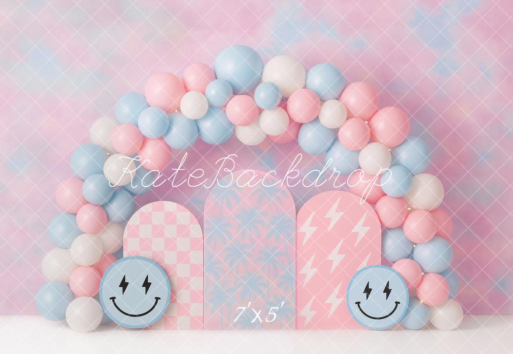 Kate Birthday Smiley Face Balloon Arch Backdrop Designed by Ashley Paul