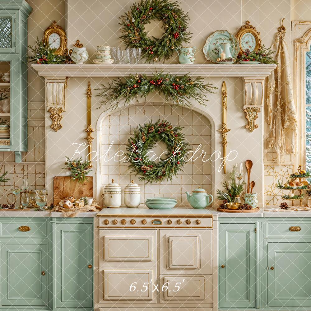 Kate White Christmas Kitchen Cupboard Backdrop Designed by Emetselch -UK
