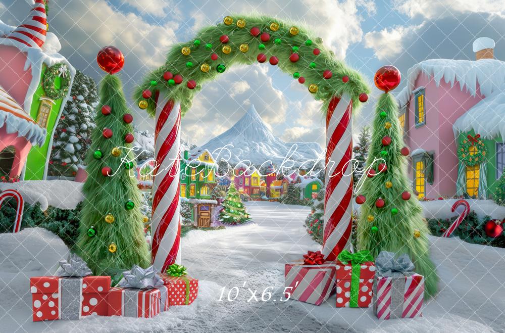 Kate Christmas Tree Candyland Arch Village Backdrop Designed by Mini MakeBelieve