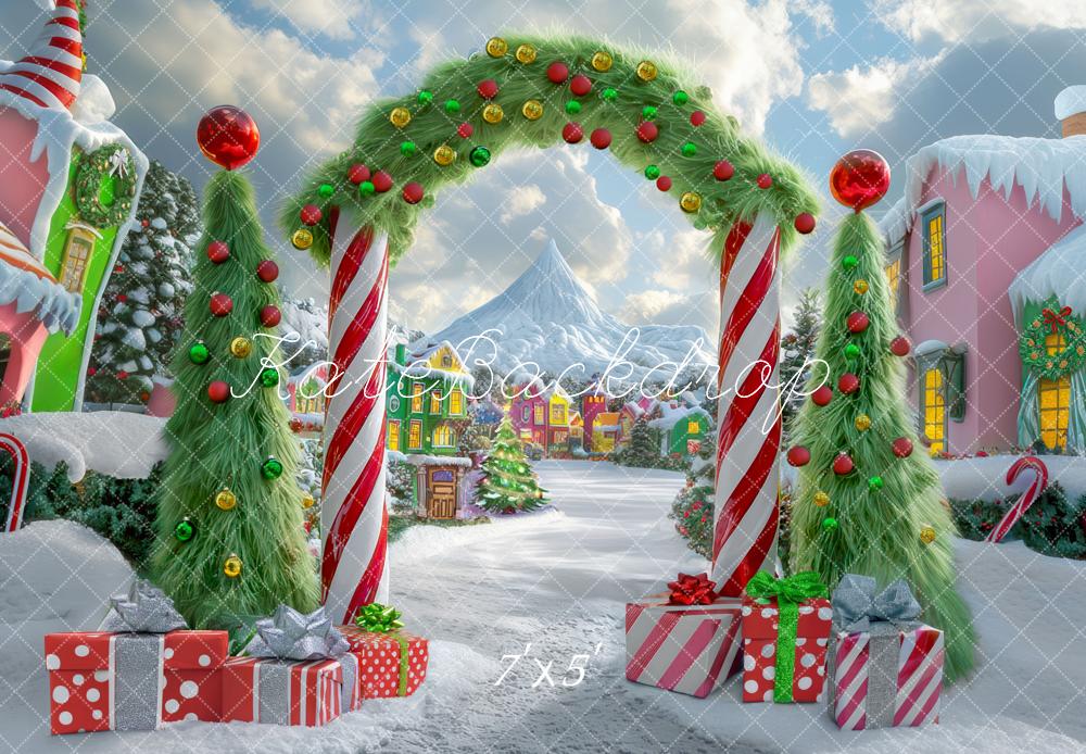 Kate Christmas Tree Candyland Arch Village Backdrop Designed by Mini MakeBelieve