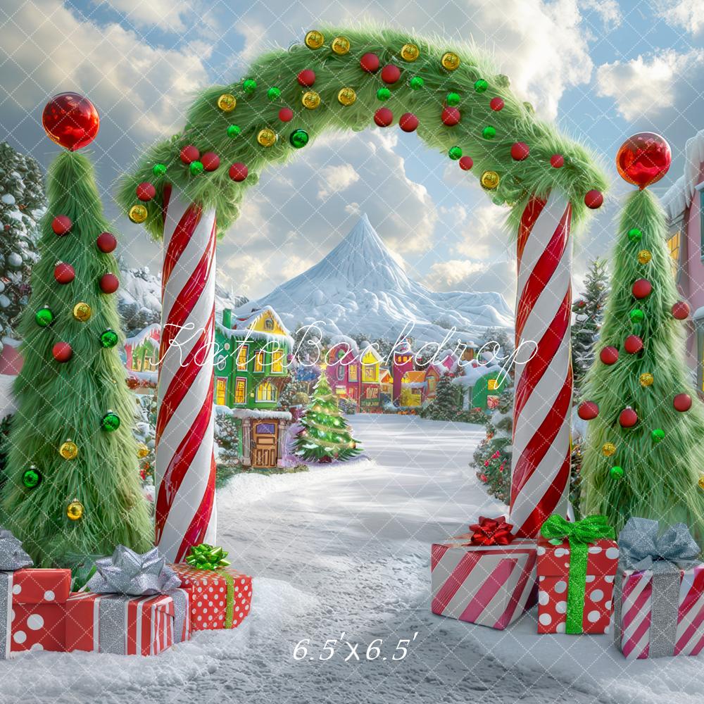 Kate Christmas Tree Candyland Arch Village Backdrop Designed by Mini MakeBelieve