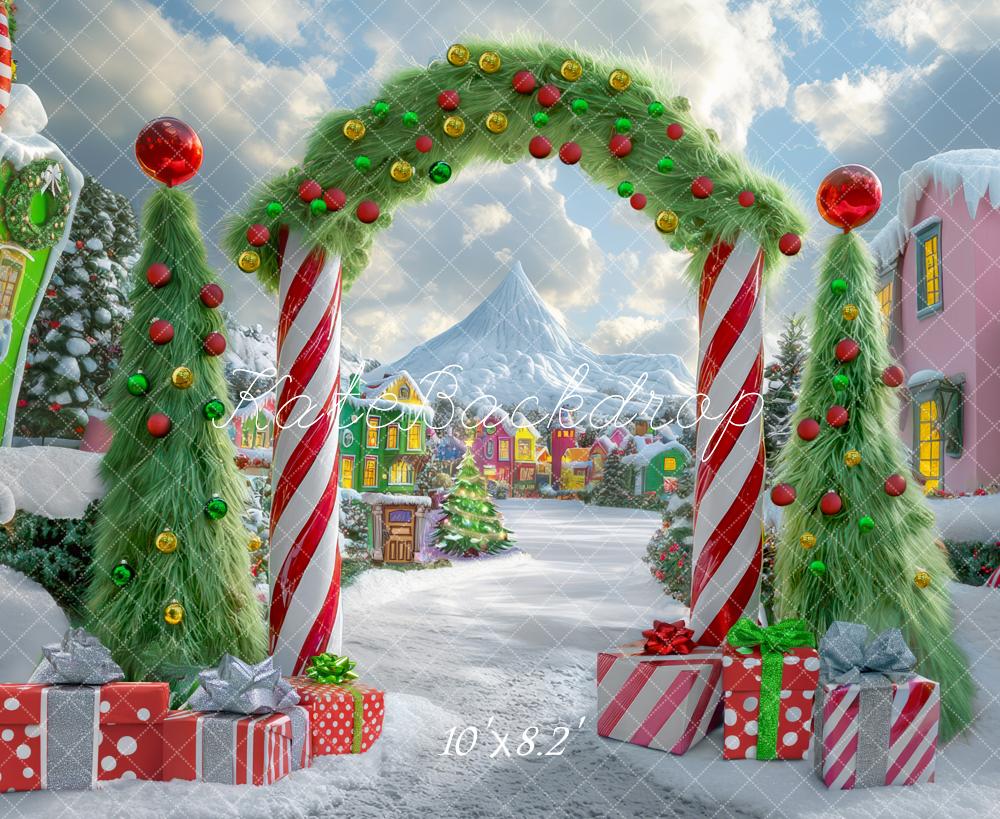 Kate Christmas Tree Candyland Arch Village Backdrop Designed by Mini MakeBelieve