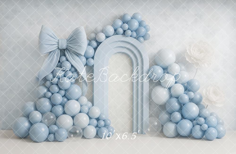 Lightning Deals Kate Cake Smash Blue Balloon Arch Bow Backdrop Designed by Ashley Paul -UK