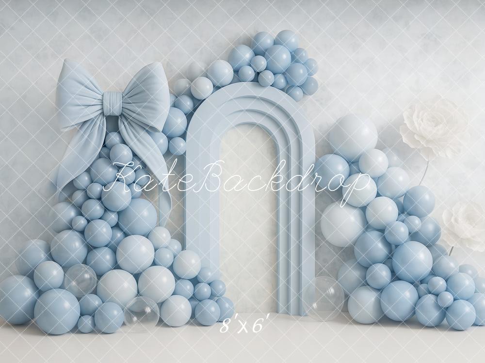 Lightning Deals Kate Cake Smash Blue Balloon Arch Bow Backdrop Designed by Ashley Paul -UK