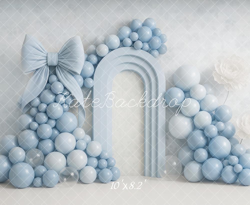 Lightning Deals Kate Cake Smash Blue Balloon Arch Bow Backdrop Designed by Ashley Paul -UK