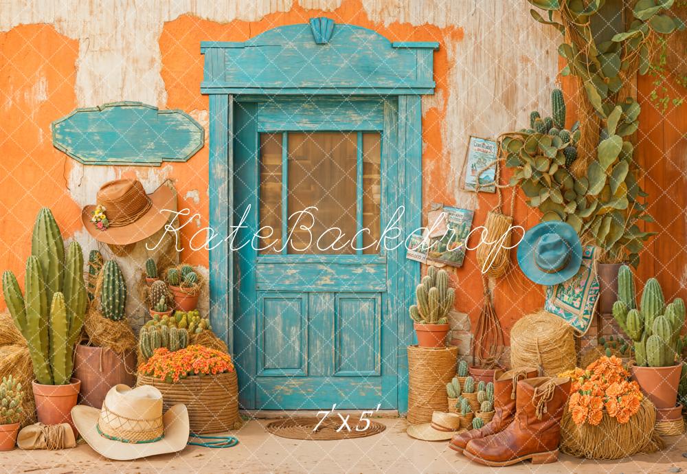 Kate Western Cowboy Desert Cactus Door Backdrop Designed by Emetselch