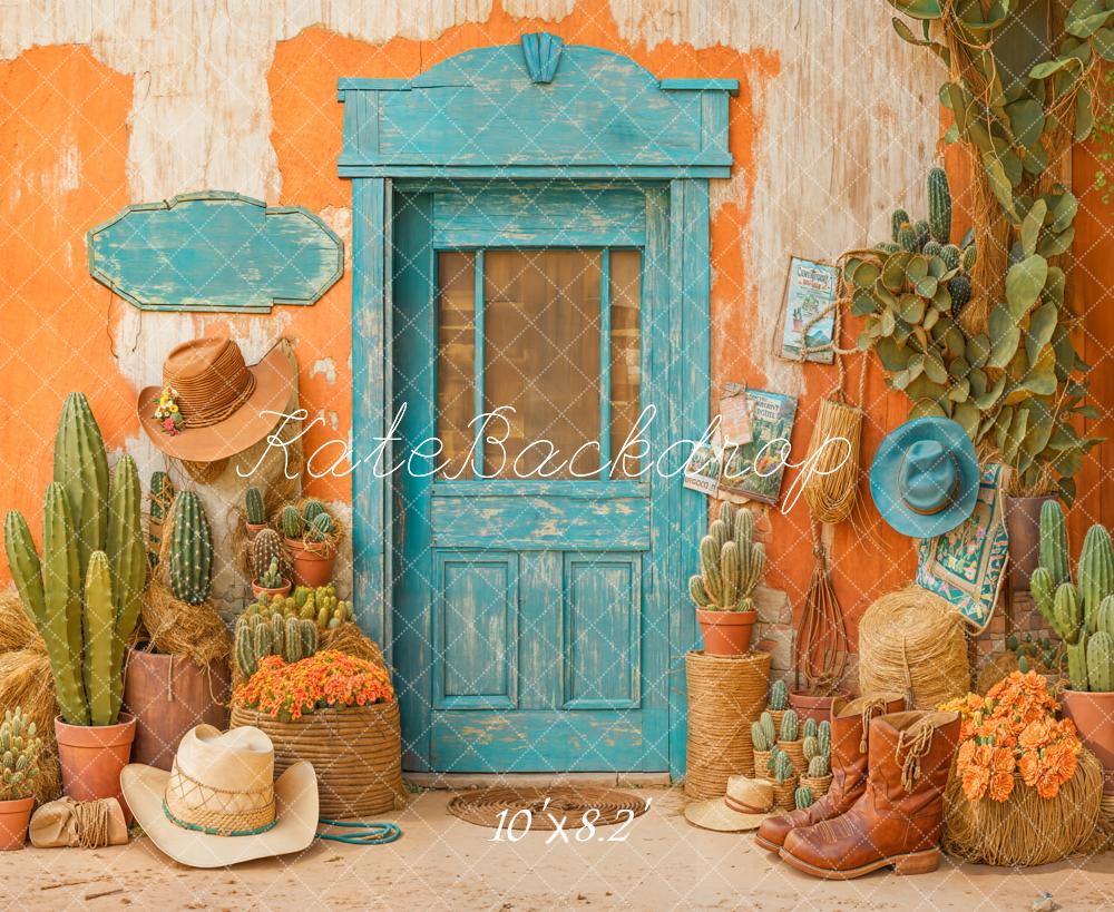 Kate Western Cowboy Desert Cactus Door Backdrop Designed by Emetselch