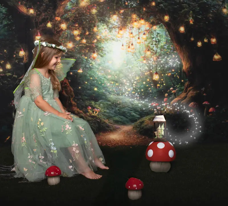 Kate Fairy Tale Forest Lights Mushrooms Backdrop Designed by Emetselch -UK
