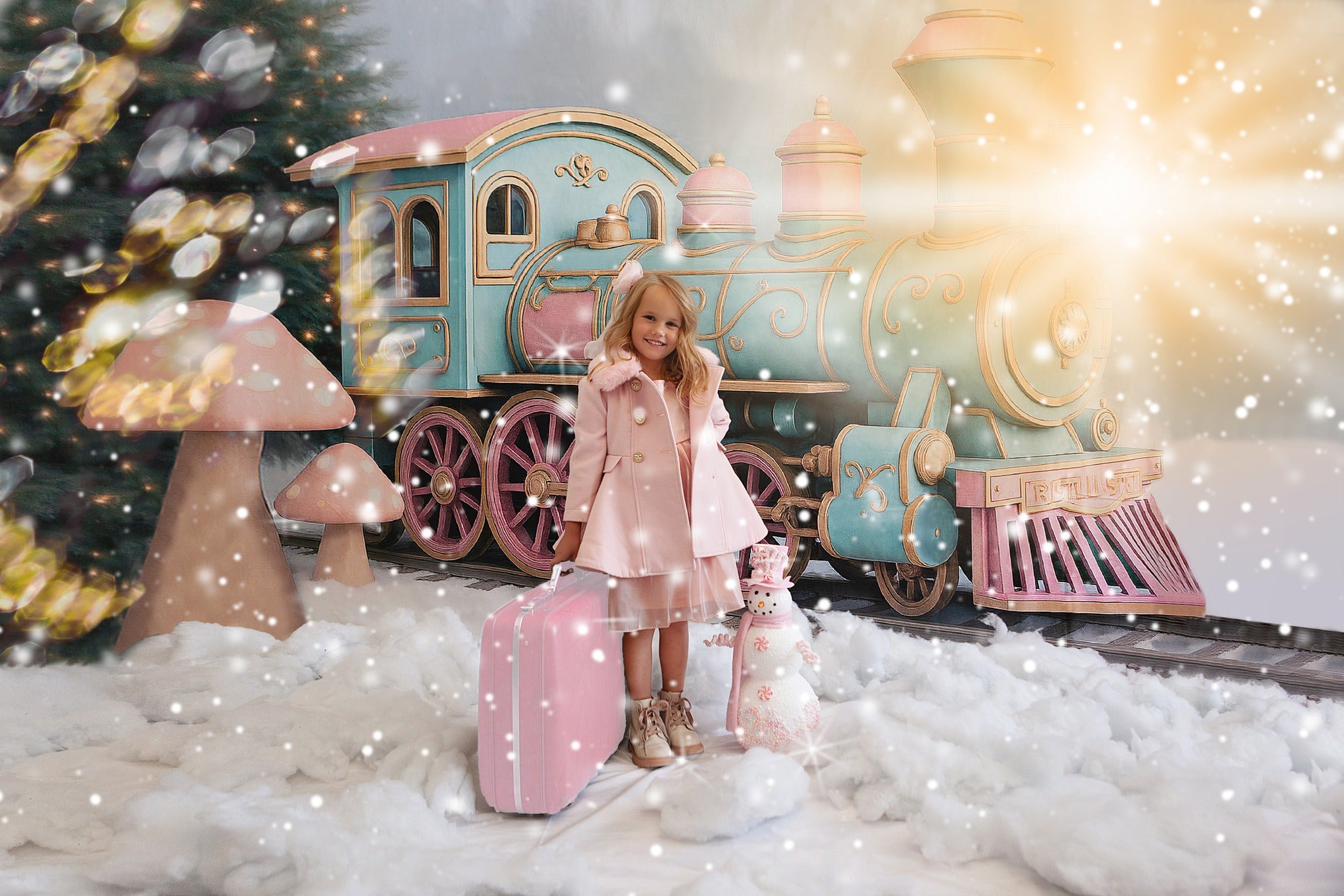 Kate Winter Polar Train Snow Christmas Backdrop Designed by Ashley Paul -UK