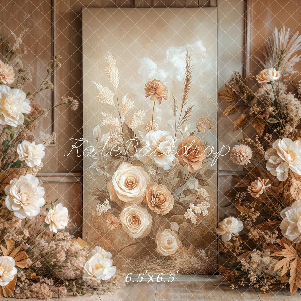 Kate Autumn Floral Beige Vintage Boho Backdrop Designed by Emetselch