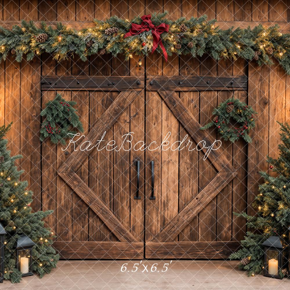 Kate Christmas Tree Rustic Barn Door Backdrop Designed by Emetselch