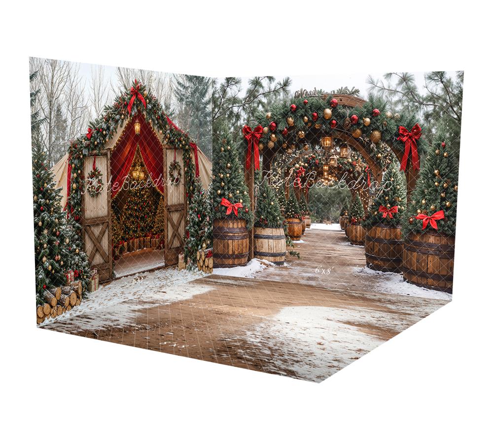 Kate Christmas Arch Garland Wooden Barrels Room Set -UK
