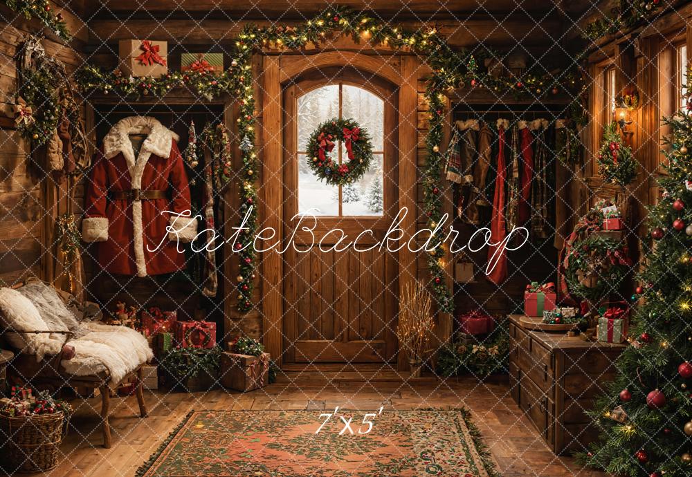 Kate Christmas Rustic Cabin Door Backdrop Designed by Emetselch