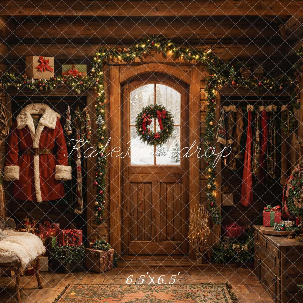 Kate Christmas Rustic Cabin Door Backdrop Designed by Emetselch