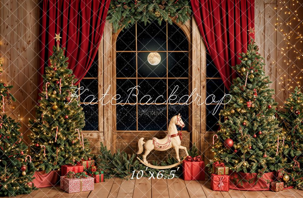 Kate Christmas Tree Rocking Horse Moon Backdrop Designed by Emetselch