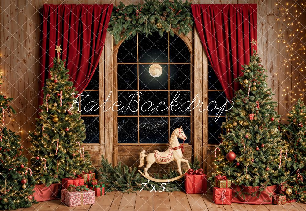 Kate Christmas Tree Rocking Horse Moon Backdrop Designed by Emetselch