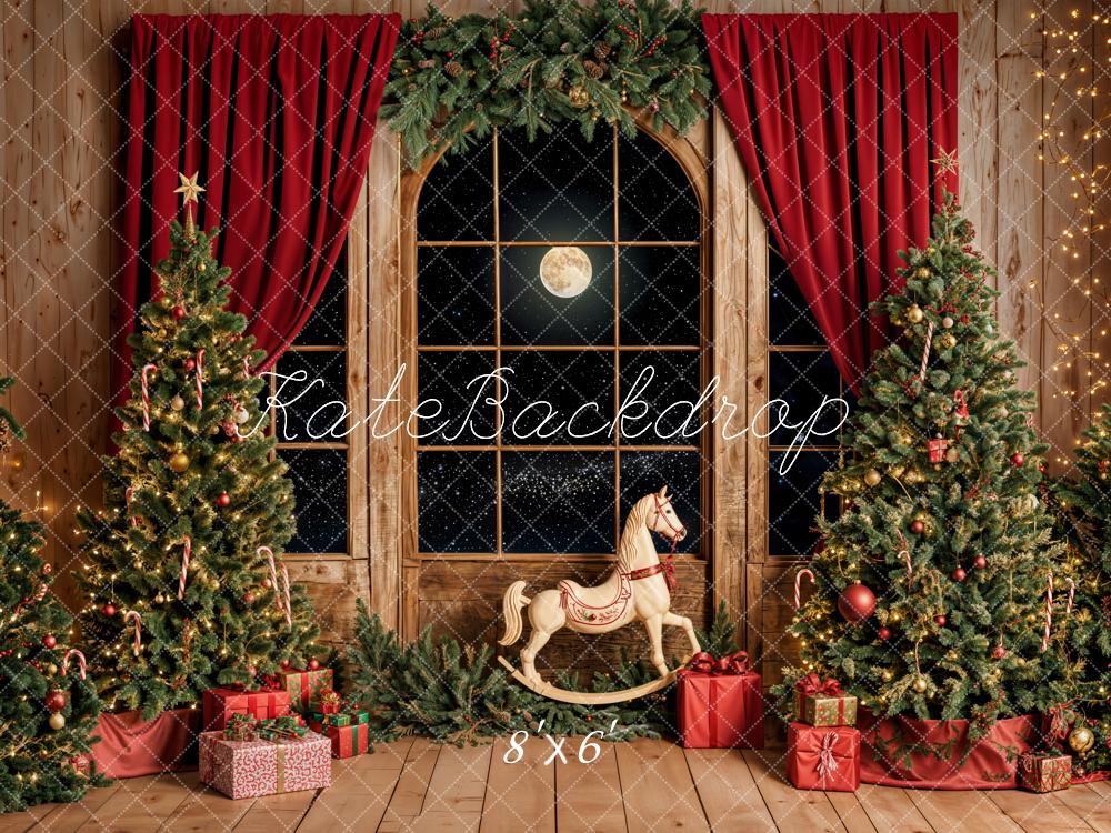 Kate Christmas Tree Rocking Horse Moon Backdrop Designed by Emetselch