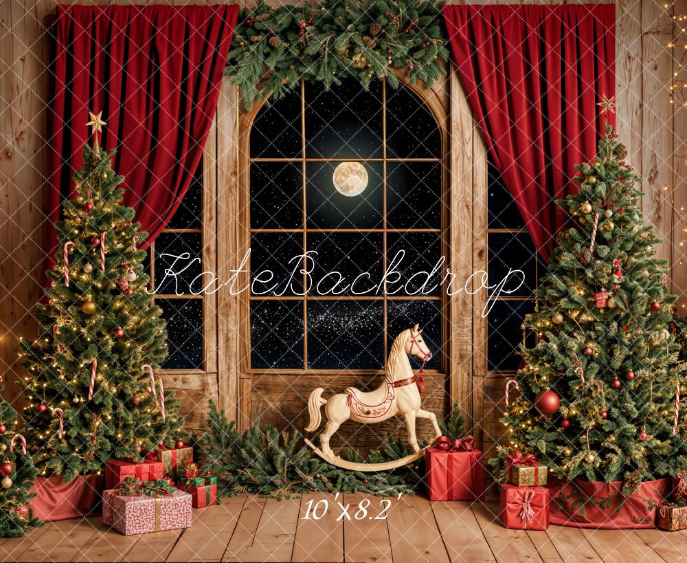 Kate Christmas Tree Rocking Horse Moon Backdrop Designed by Emetselch
