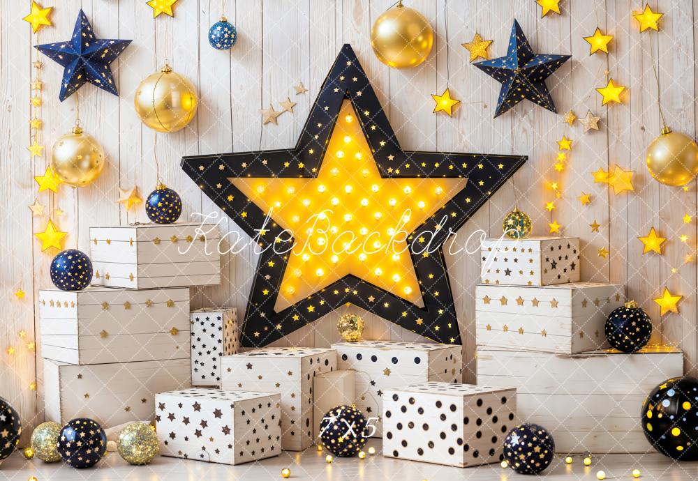 Kate Birthday Star Lights Gift Boxes Wall Backdrop Designed by Emetselch
