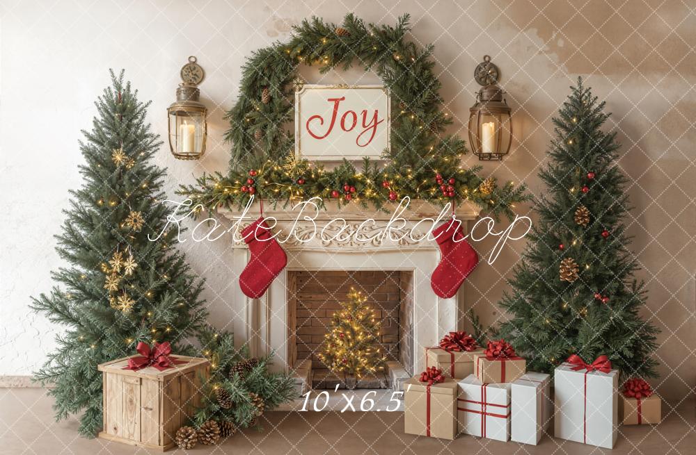 Lightning Deals Kate Christmas Tree Fireplace Joy Gifts White Backdrop Designed by Emetselch -UK