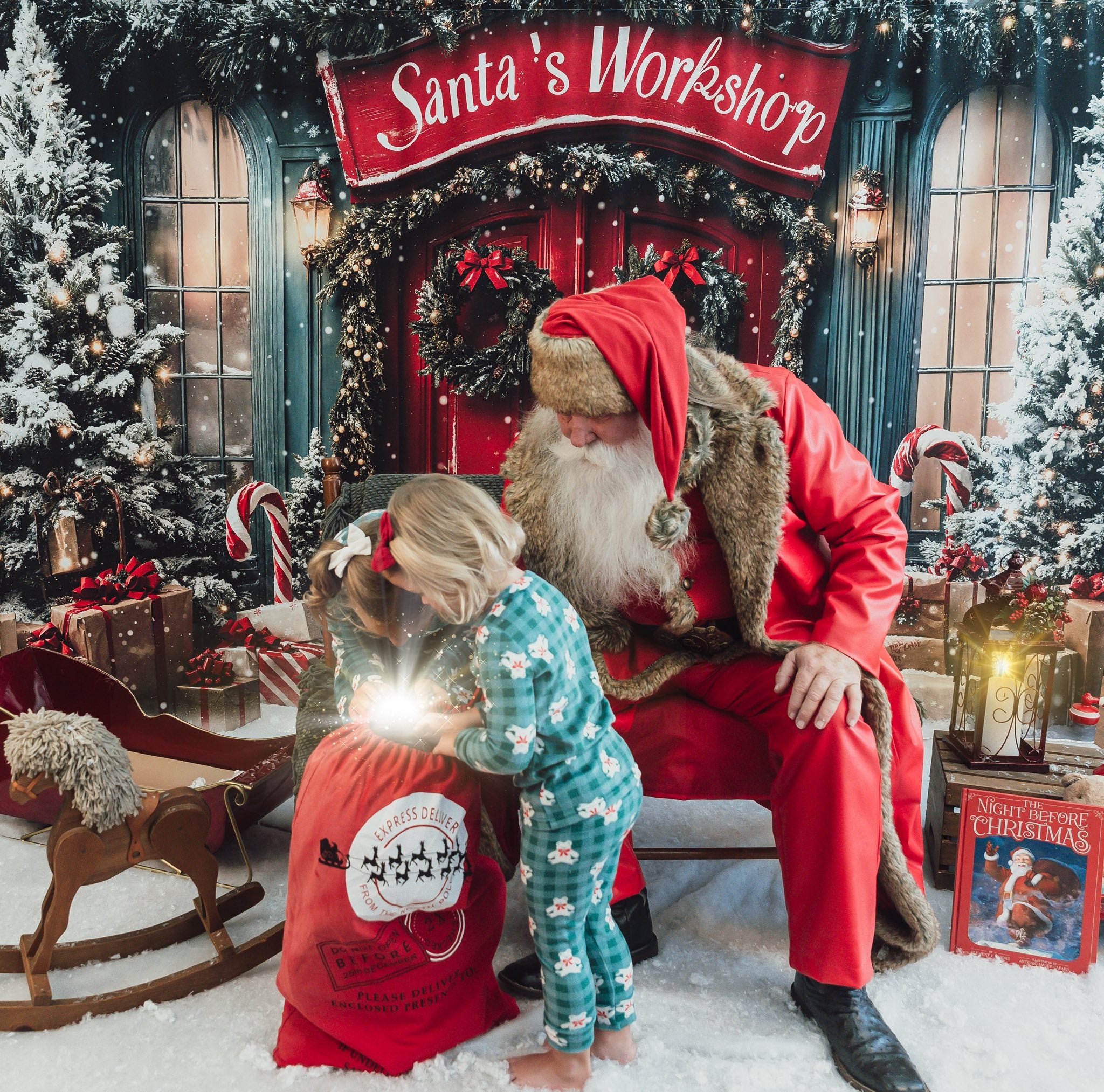 Kate Christmas Santa Workshop Red Door Backdrop Designed by Emetselch -UK
