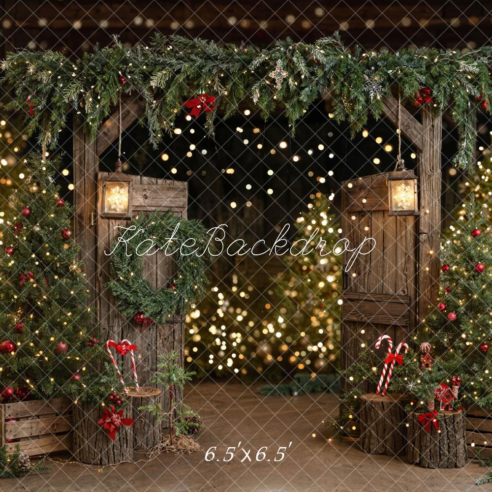 Kate Christmas Tree Rustic Barn Door Wooden Backdrop Designed by Emetselch -UK