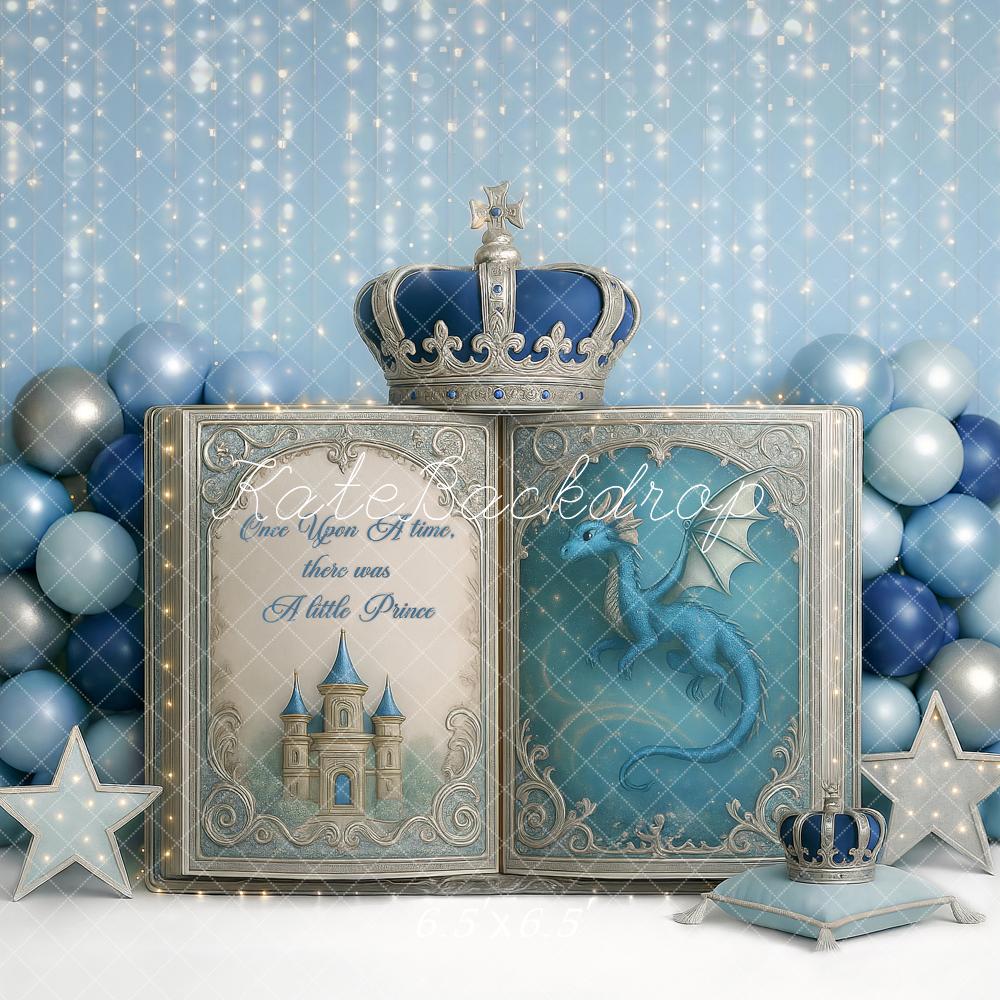 Kate Cake Smash Little Prince Crown Book Blue Backdrop Designed by Ashley Paul -UK