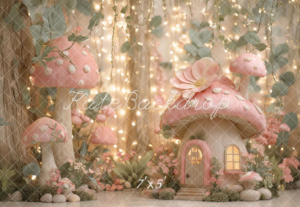 Lightning Deals Kate Fairy Fantasy Mushroom House Lights Backdrop Designed by Ashley Paul -UK