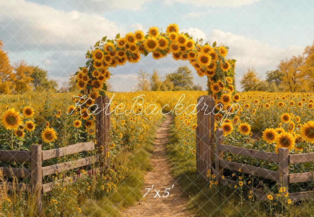 On Sale Kate Autumn Sunflower Arch Path Backdrop Designed by Emetselch -UK